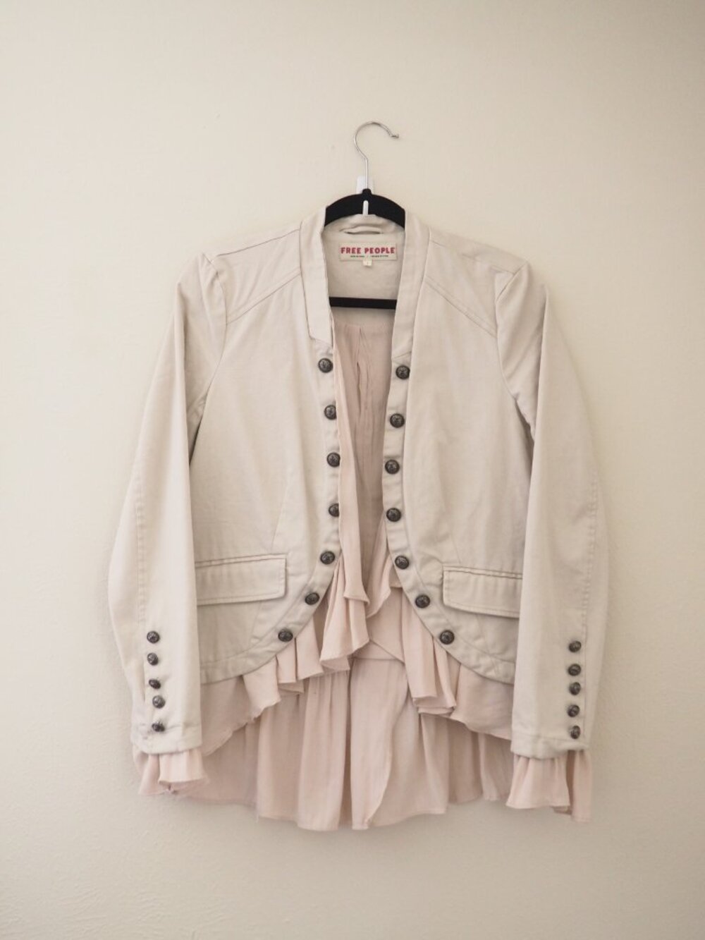 Free People Ruffles Buttons Romance Jacket sz S - Picture 5 of 10
